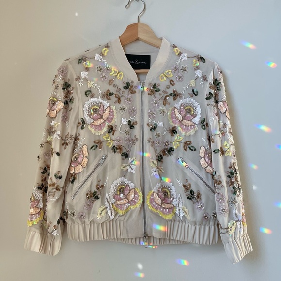 ✨  HP ✨  Needle & Thread Foliage Cluster Embellished Bomber - Picture 4 of 15